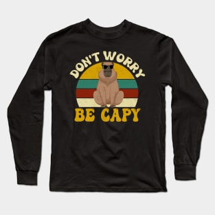 Don't Worry Be Capy Funny Capybara Vintage Long Sleeve T-Shirt